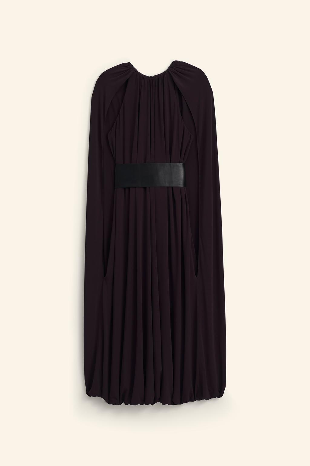 Limited edition cape dress with belt