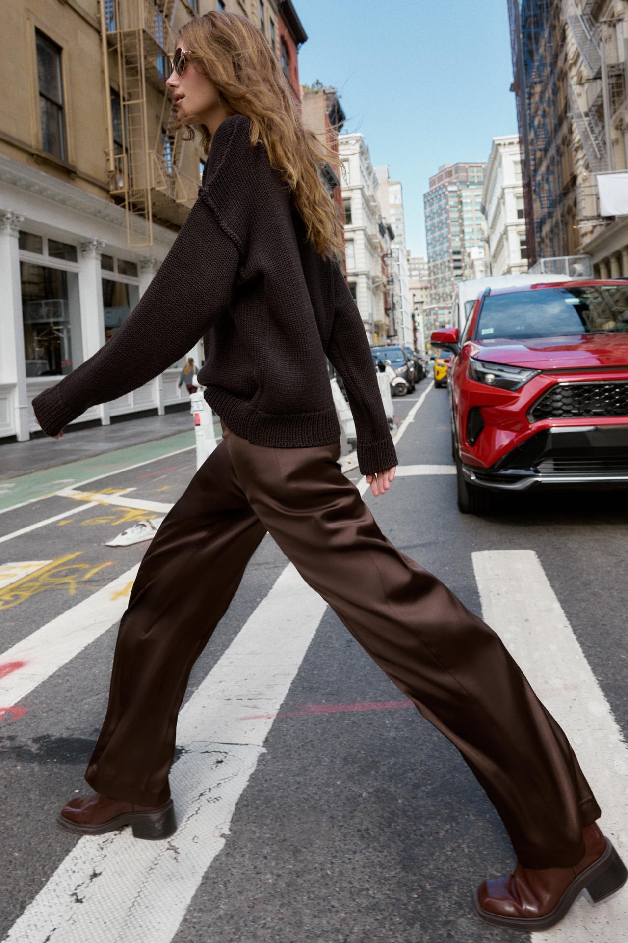 Satin Straight-Leg Trousers