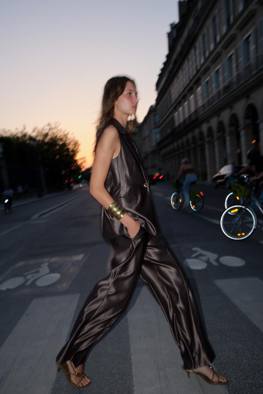 Satin Straight-Leg Trousers