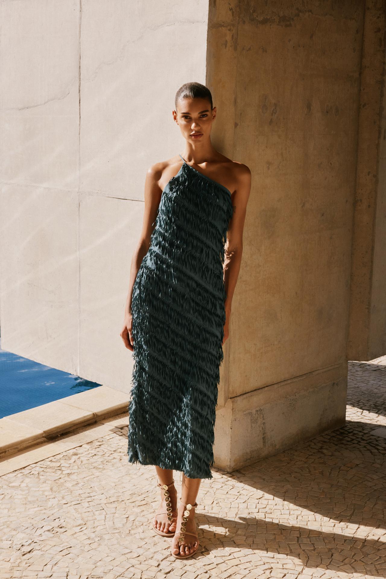 Fringed midi dress