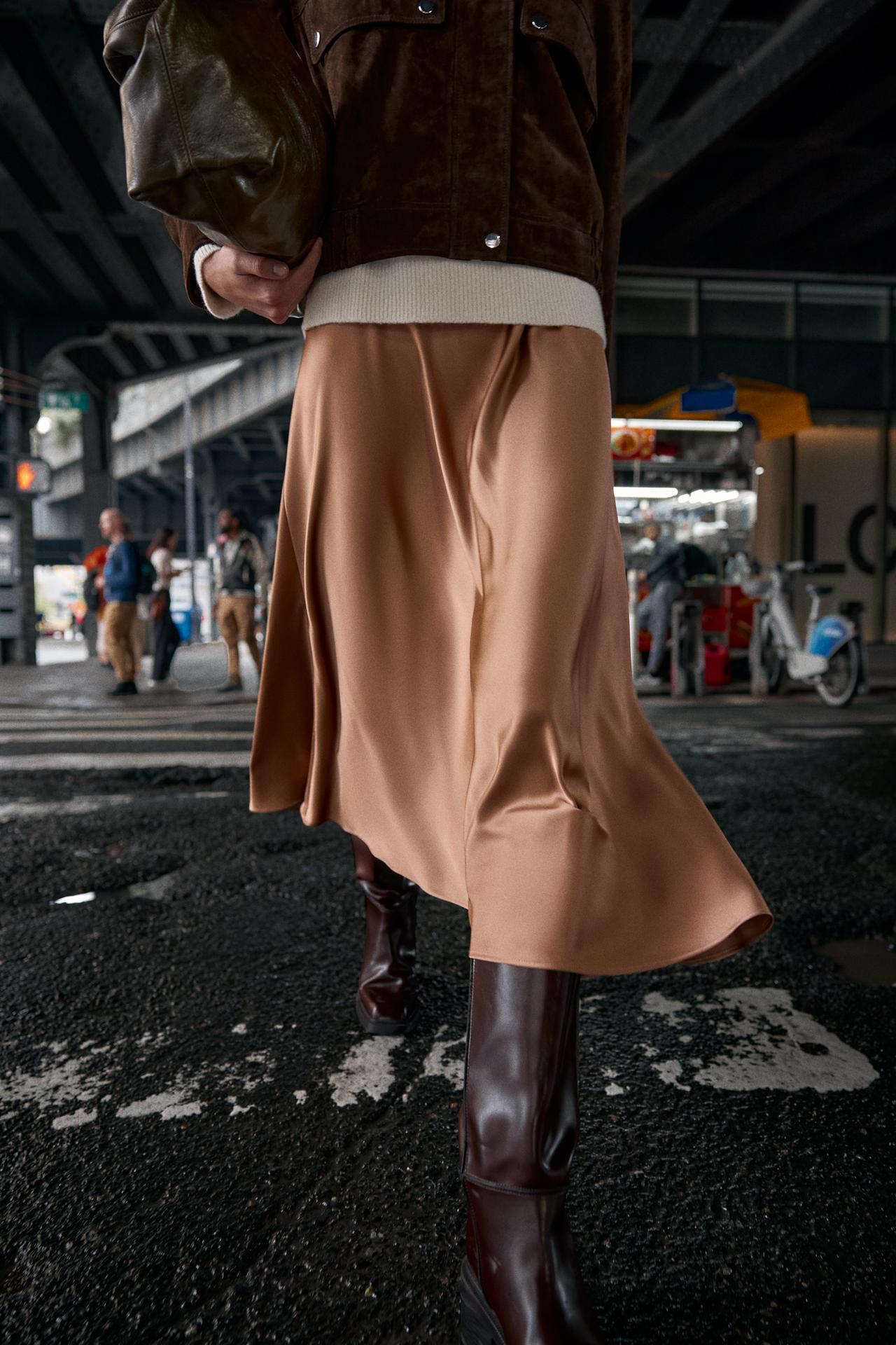Satin Midi Skirt