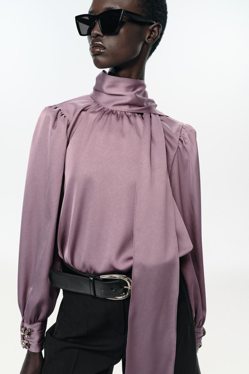 Satin Shirt With Bow