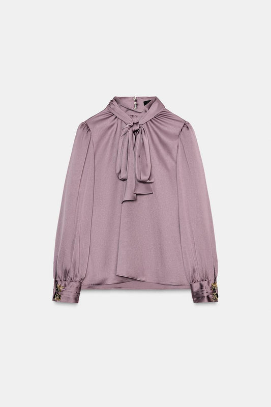 Satin Shirt With Bow