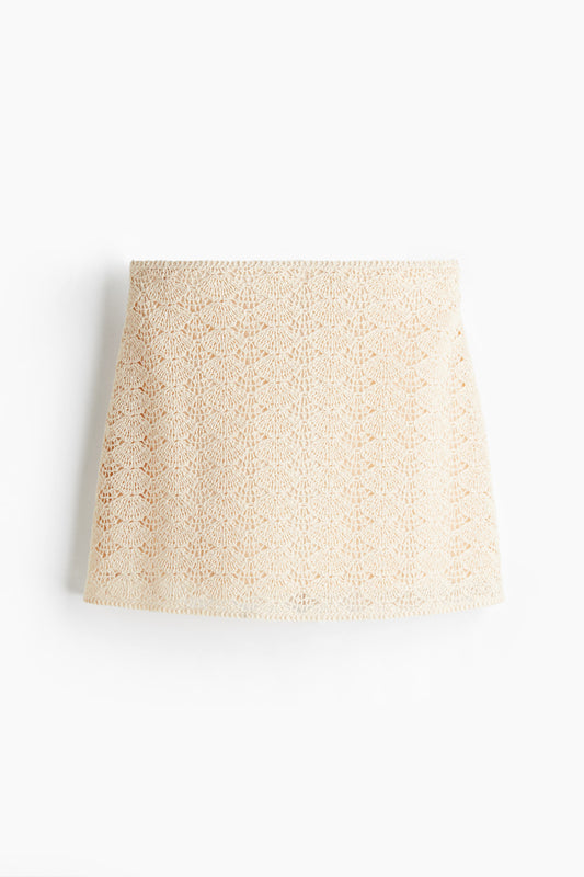 Crochet-look mini skirt