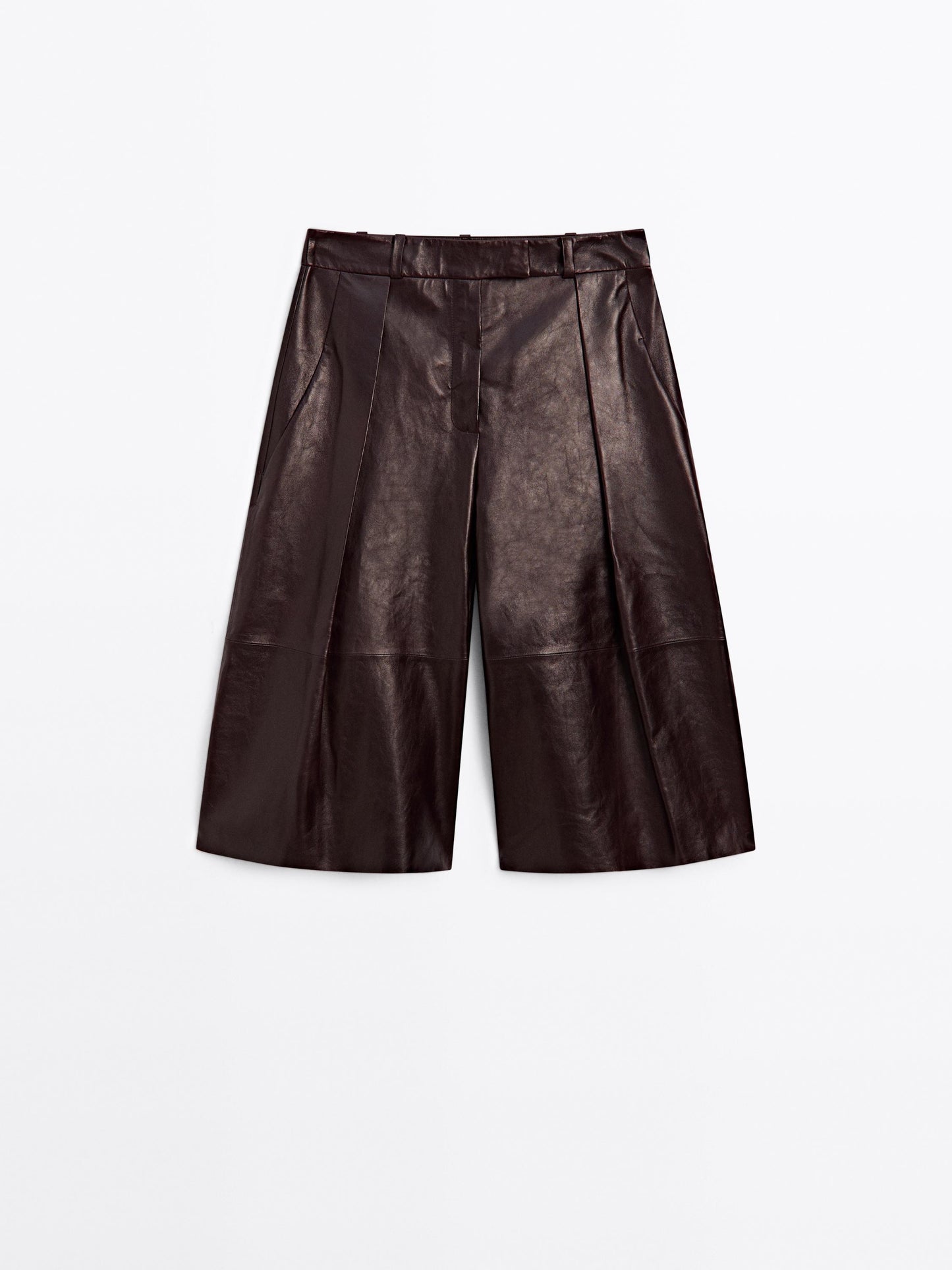 Nappa leather Bermuda shorts with darts