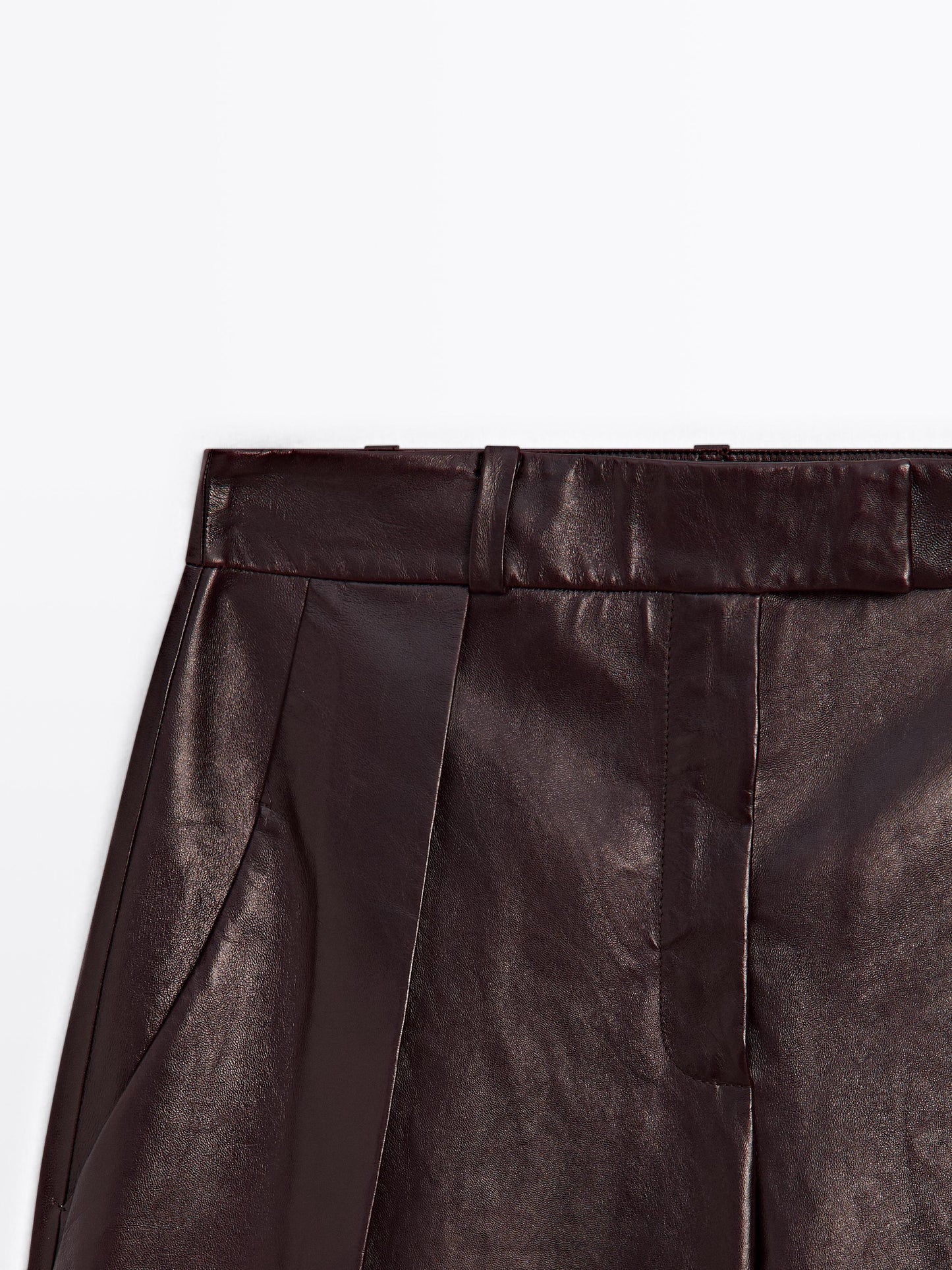 Nappa leather Bermuda shorts with darts