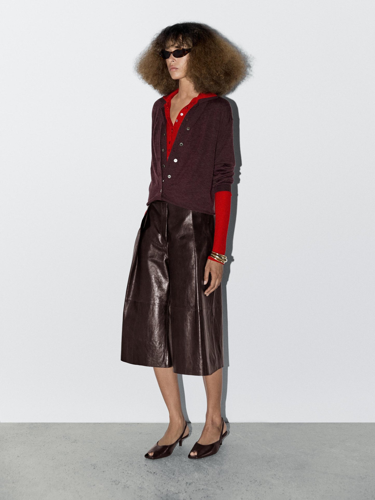 Nappa leather Bermuda shorts with darts