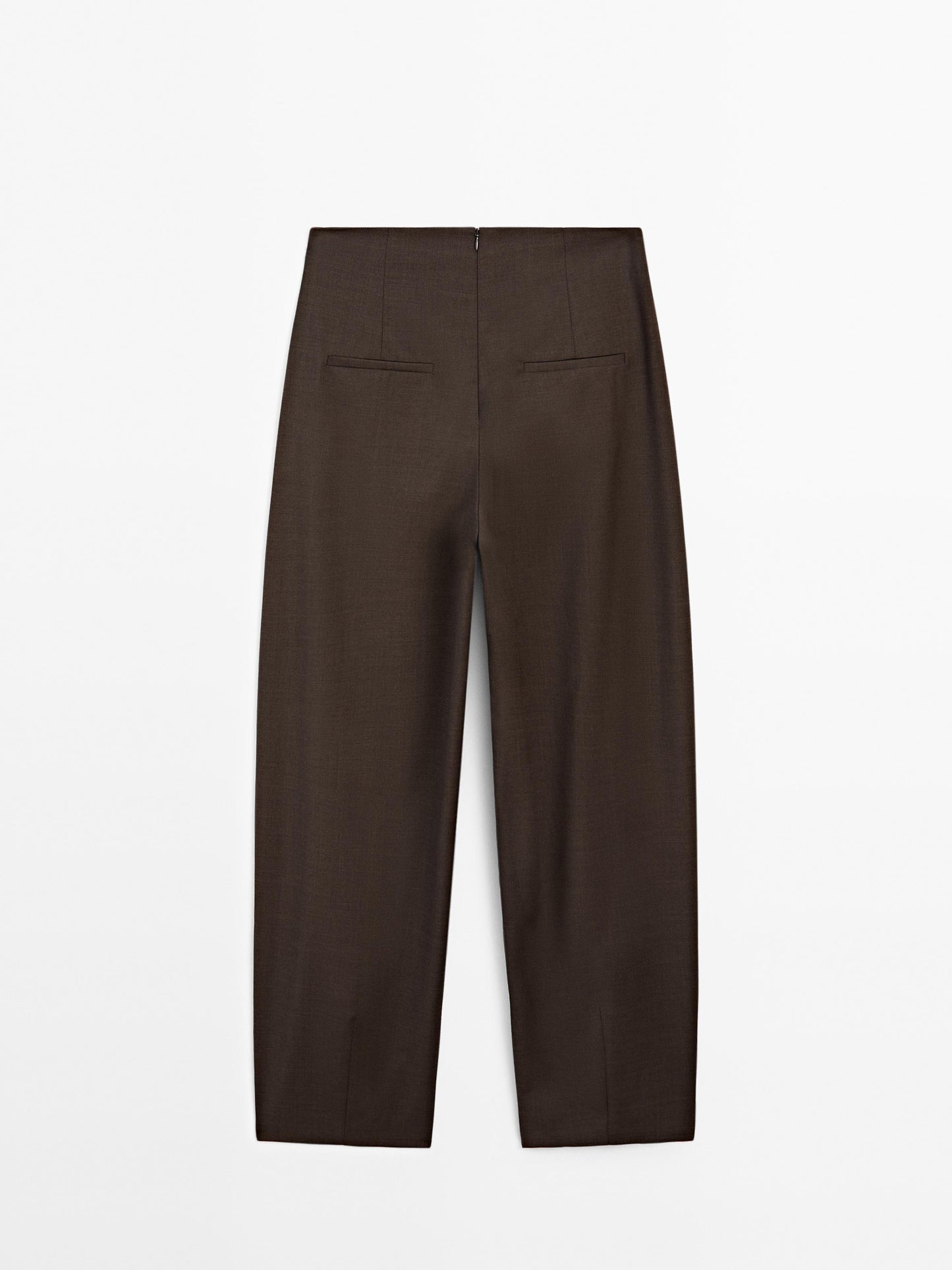 100% wool wide-leg darted trousers