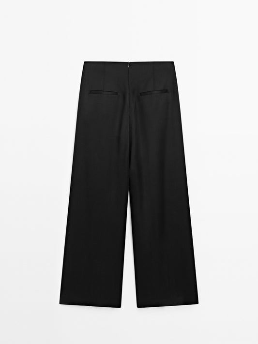Satin wide-leg trousers
