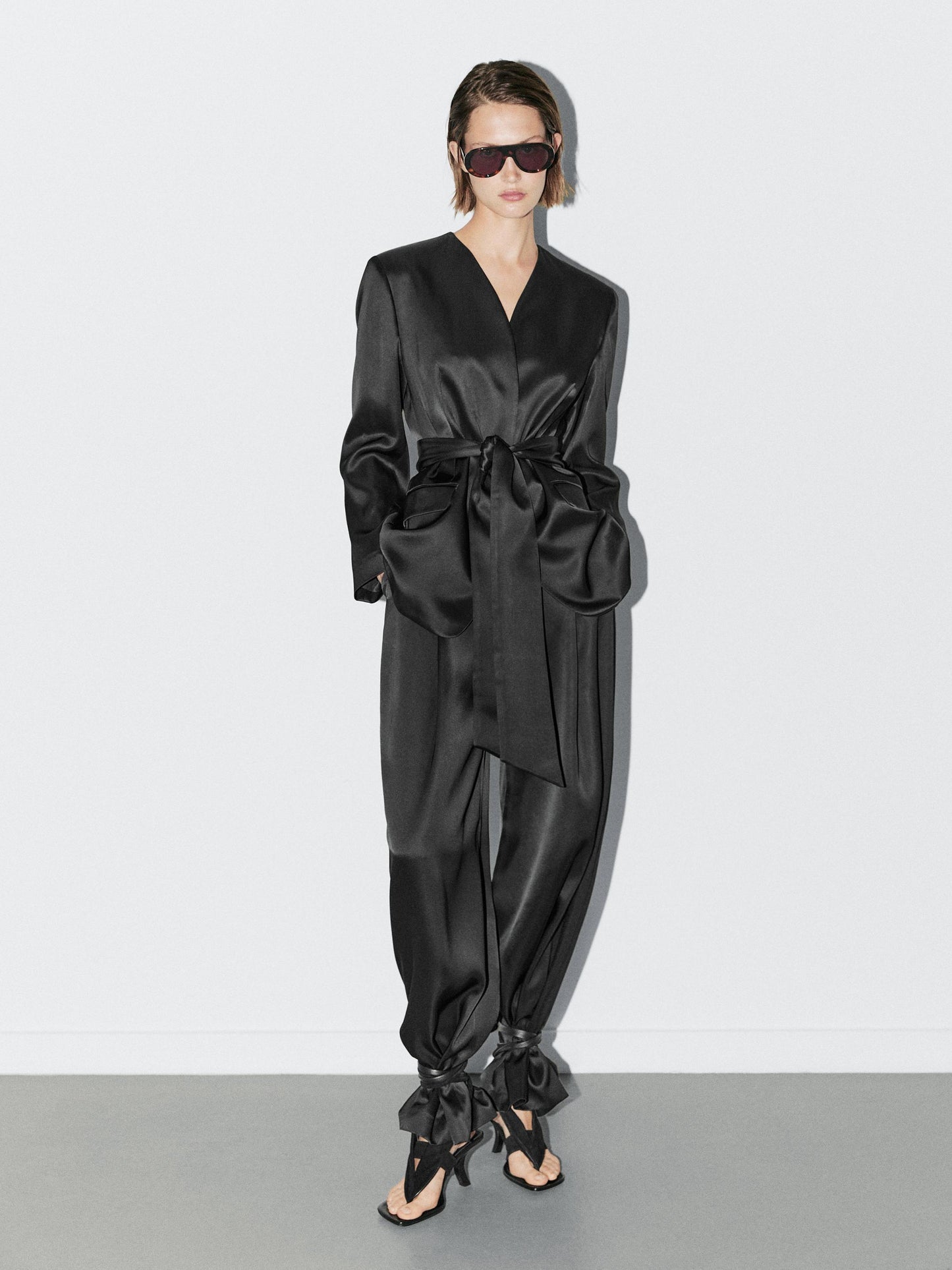 Satin wide-leg trousers