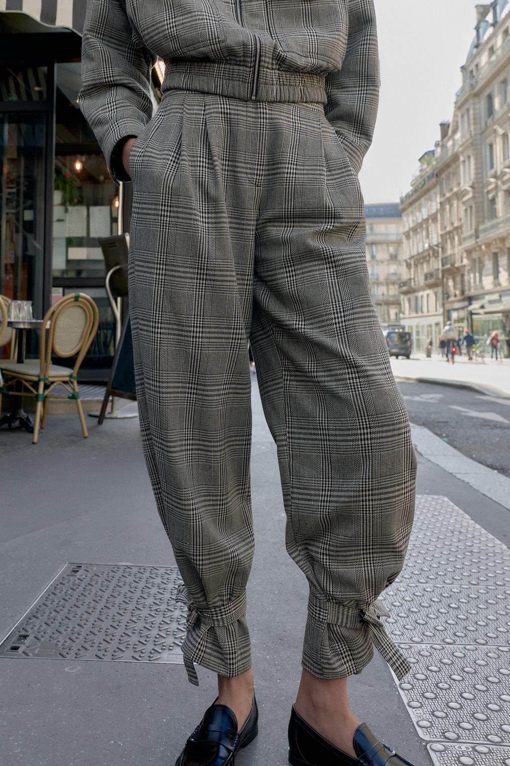Houndstooth Trousers With Tie Hem