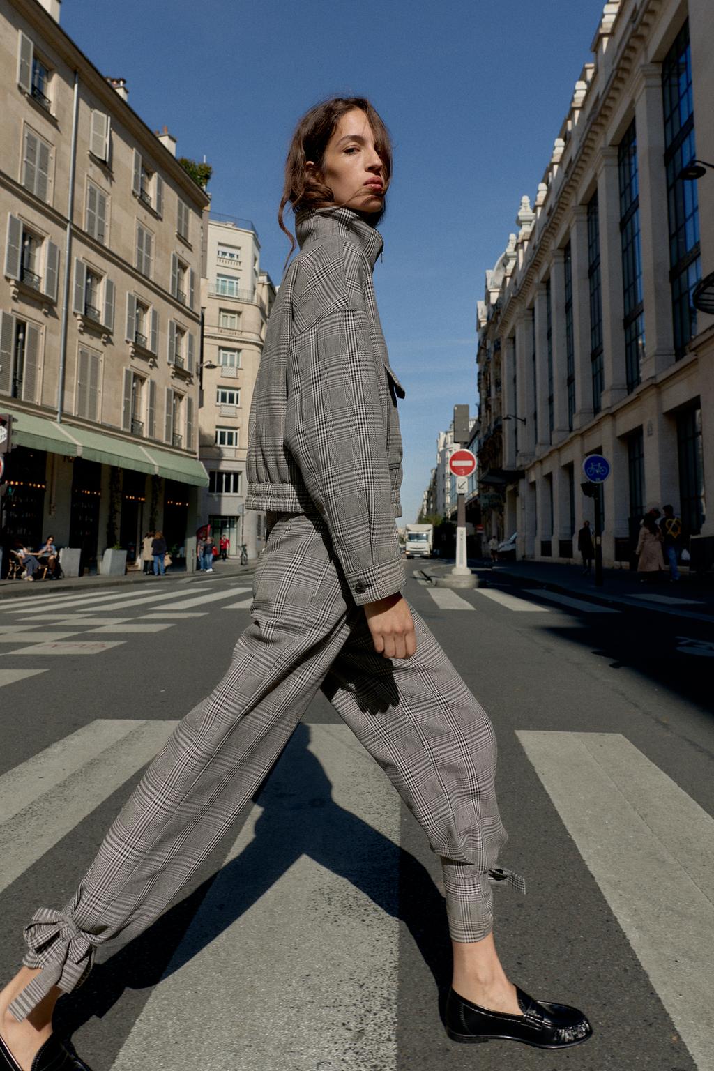 Houndstooth Trousers With Tie Hem