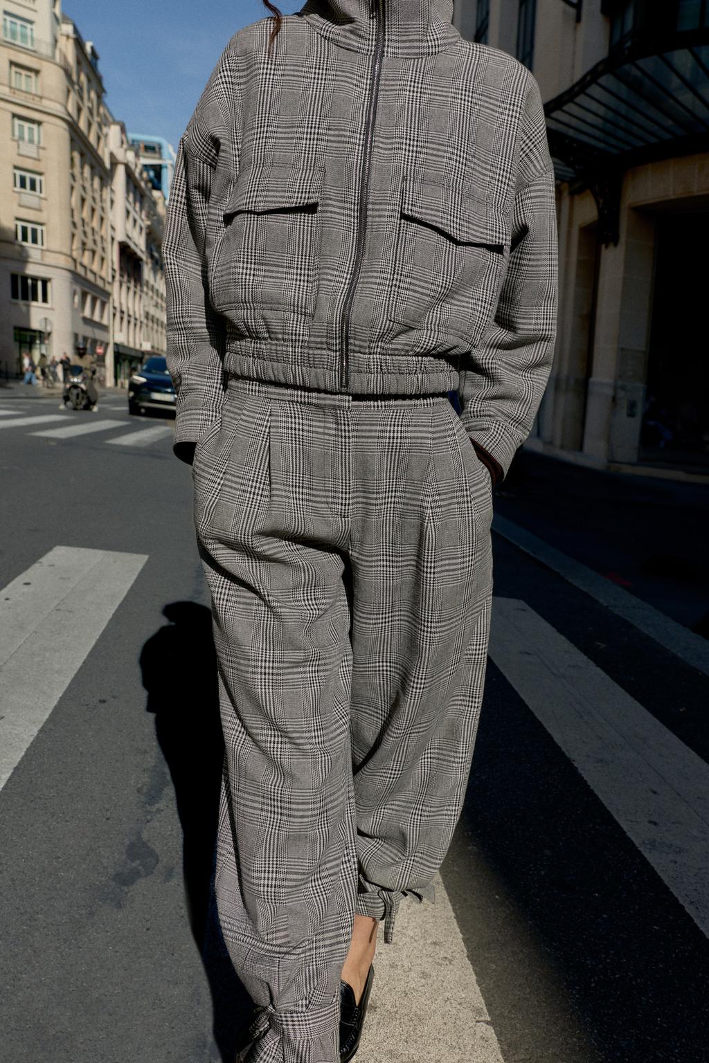Houndstooth Trousers With Tie Hem