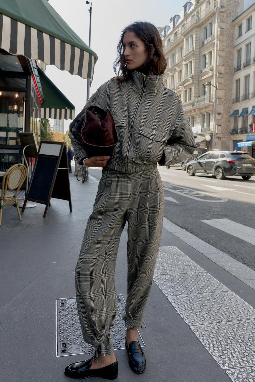 Houndstooth Trousers With Tie Hem