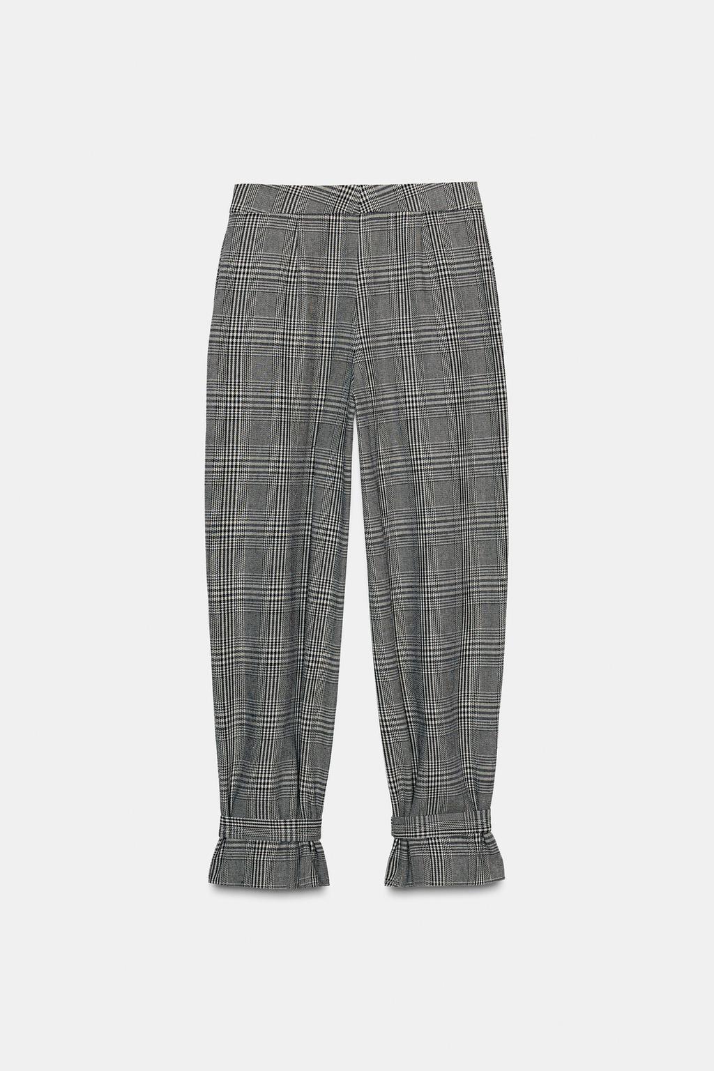 Houndstooth Trousers With Tie Hem