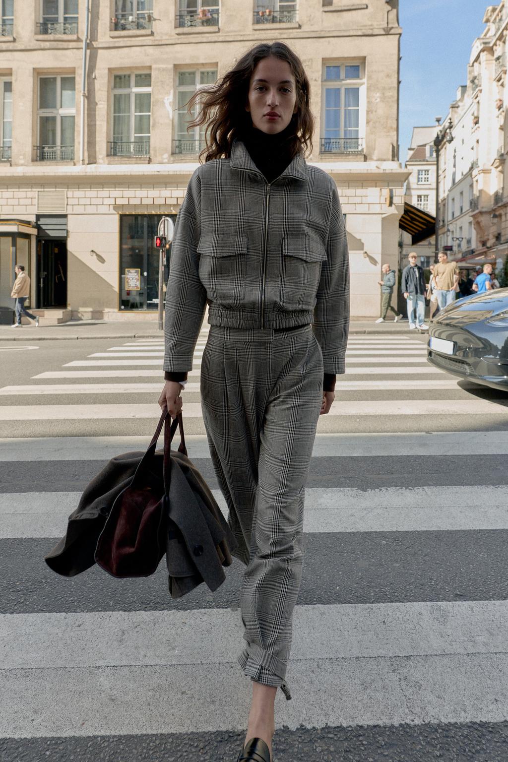 Houndstooth Trousers With Tie Hem
