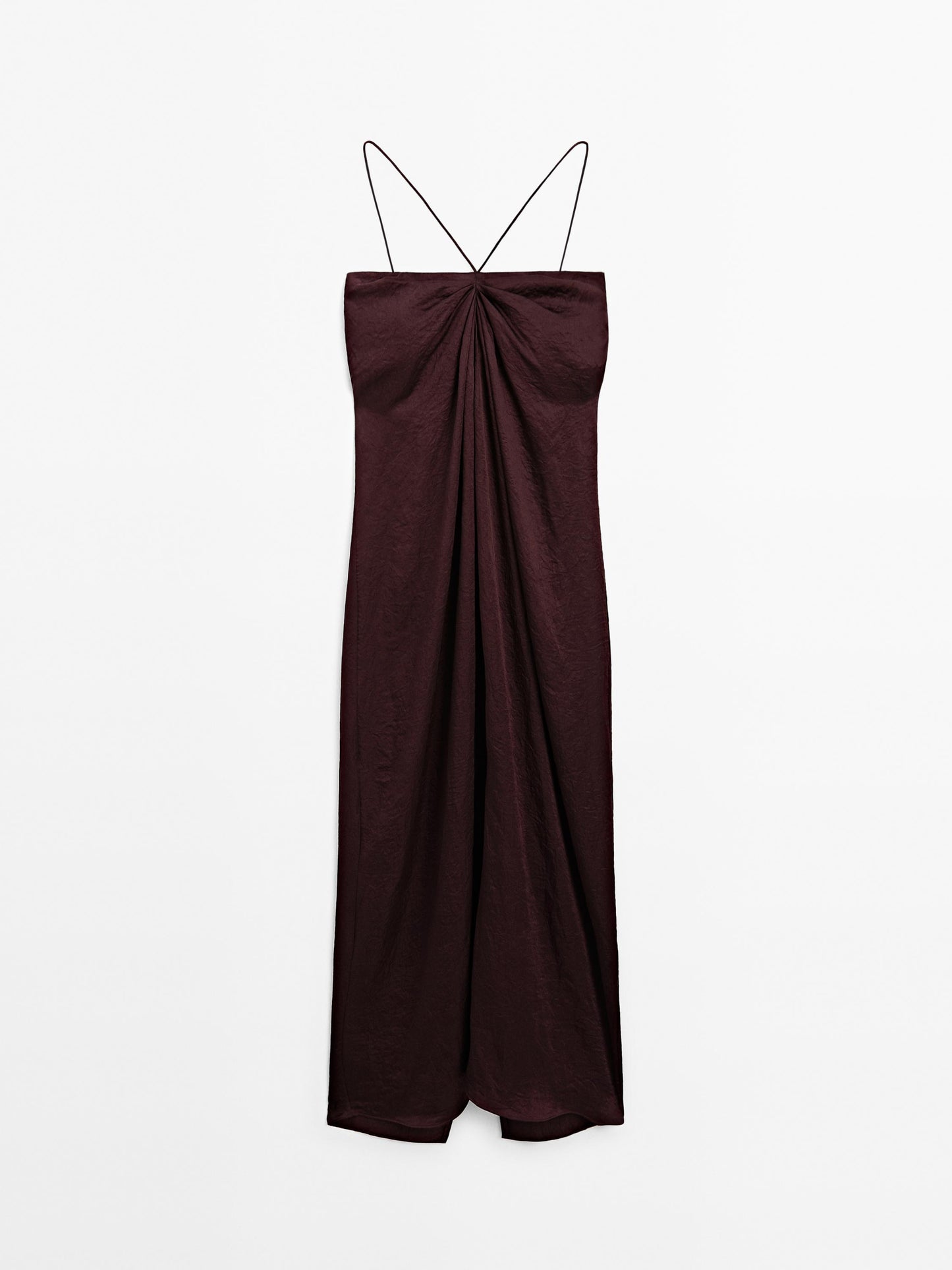 Draped satin midi dress