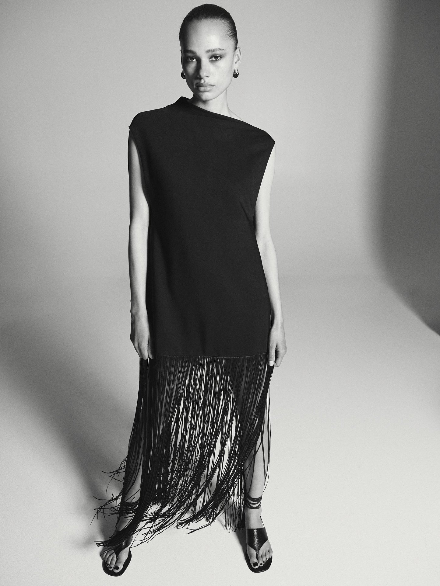 Long dress with fringe detail