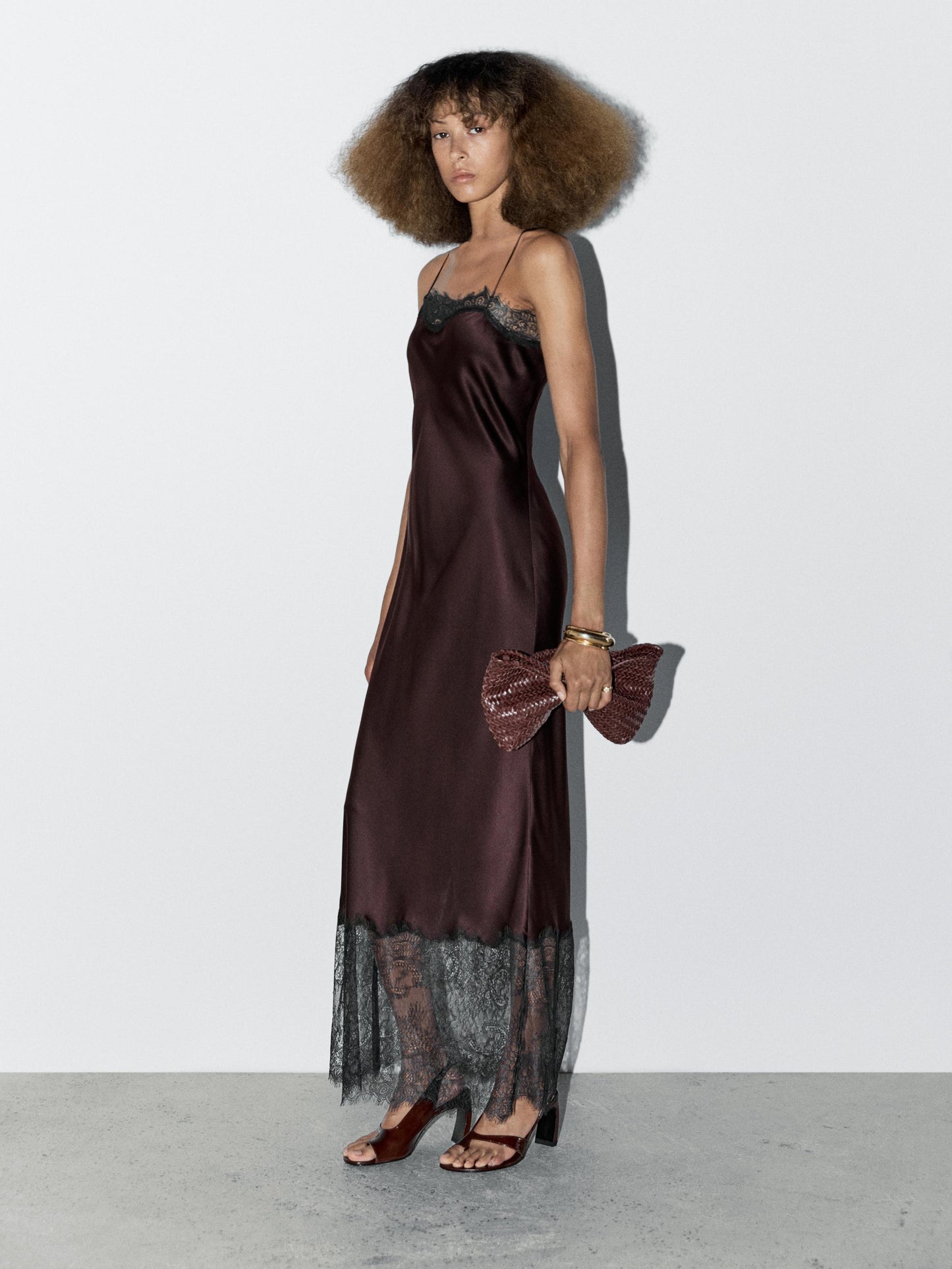Long satin slip dress