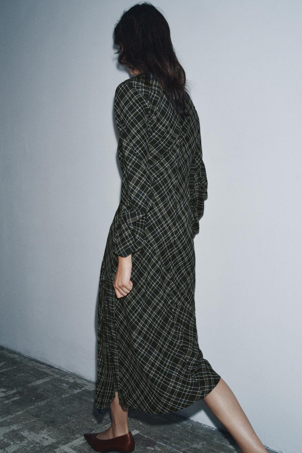 Draped Check Dress
