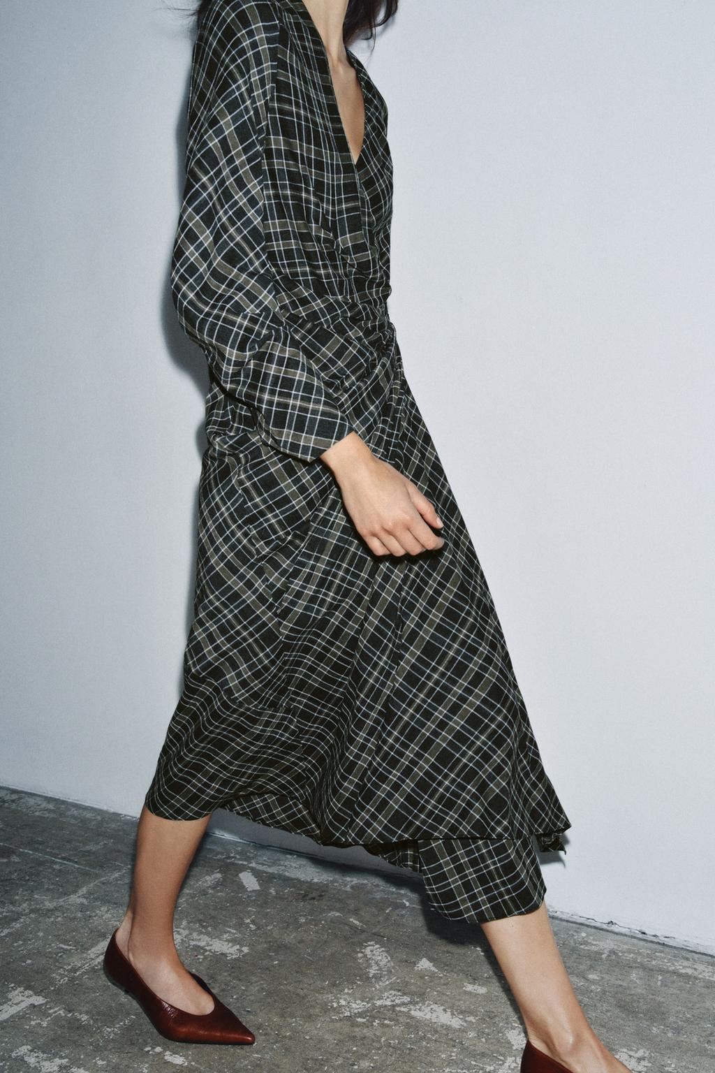 Draped Check Dress