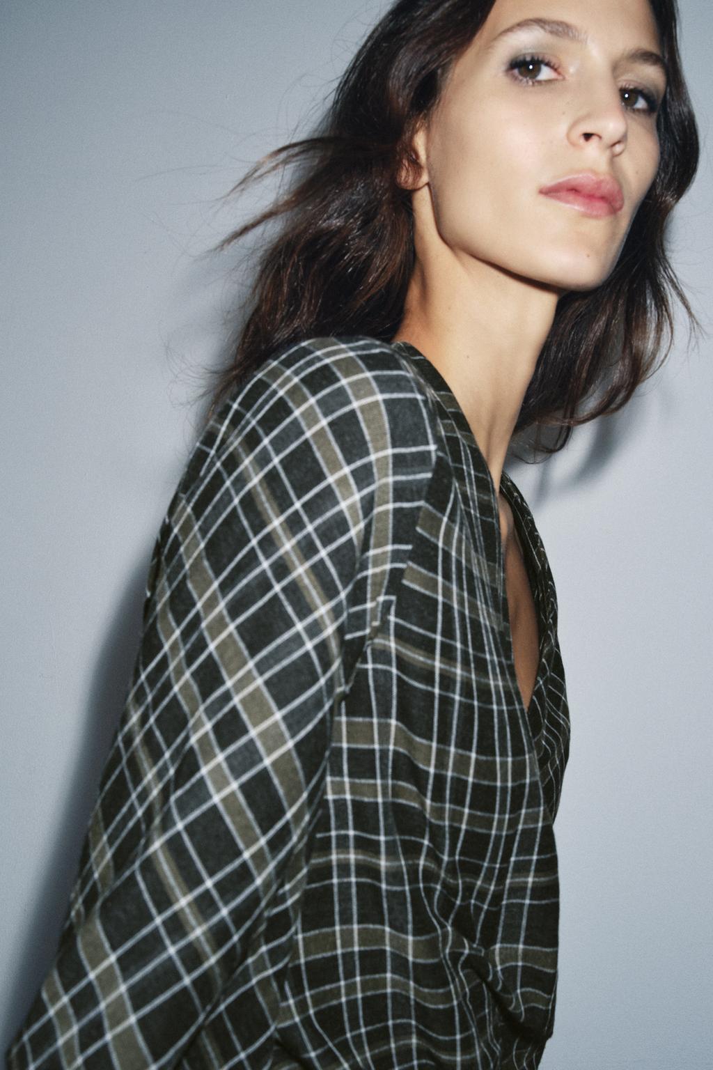 Draped Check Dress