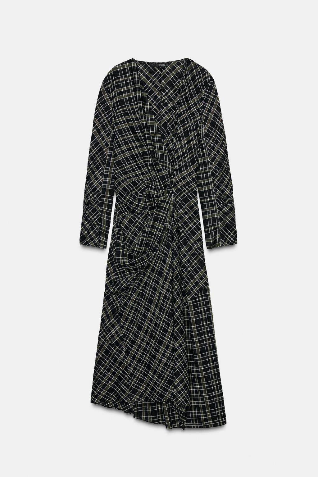 Draped Check Dress