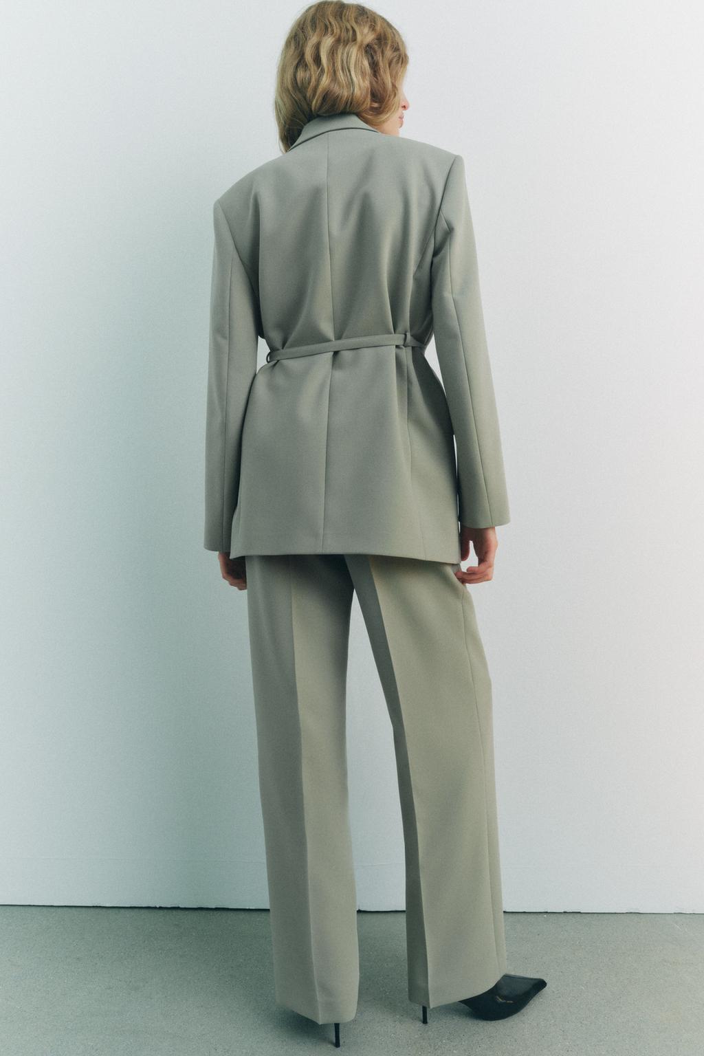 Double-breasted blazer with belt