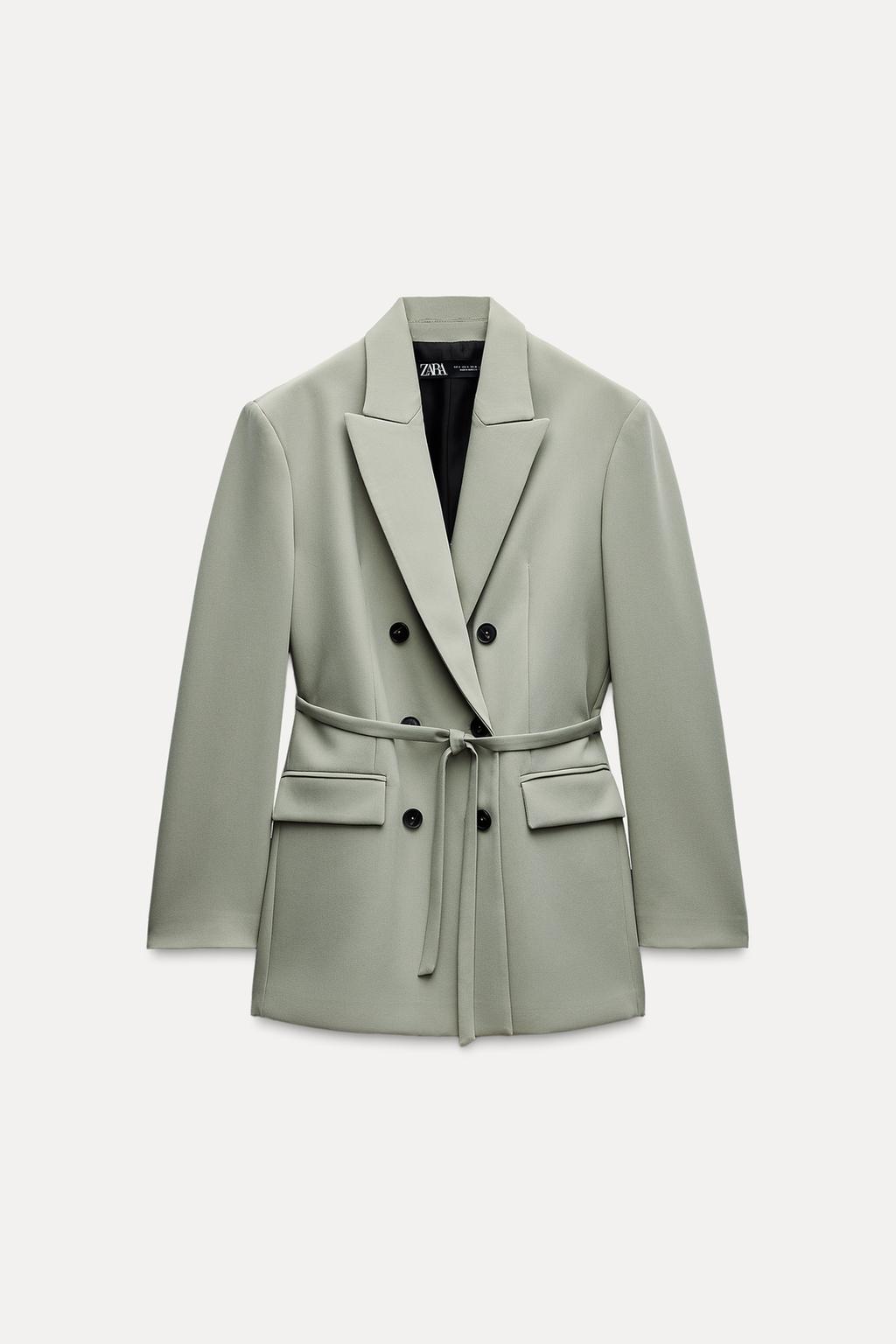 Double-breasted blazer with belt