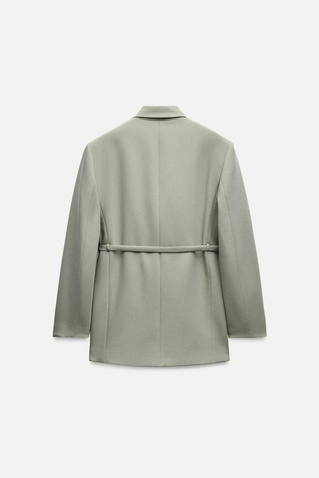Double-breasted blazer with belt
