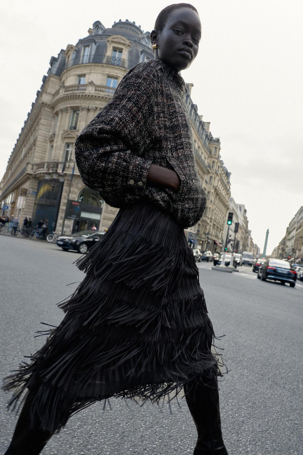 Fringed Midi Skirt