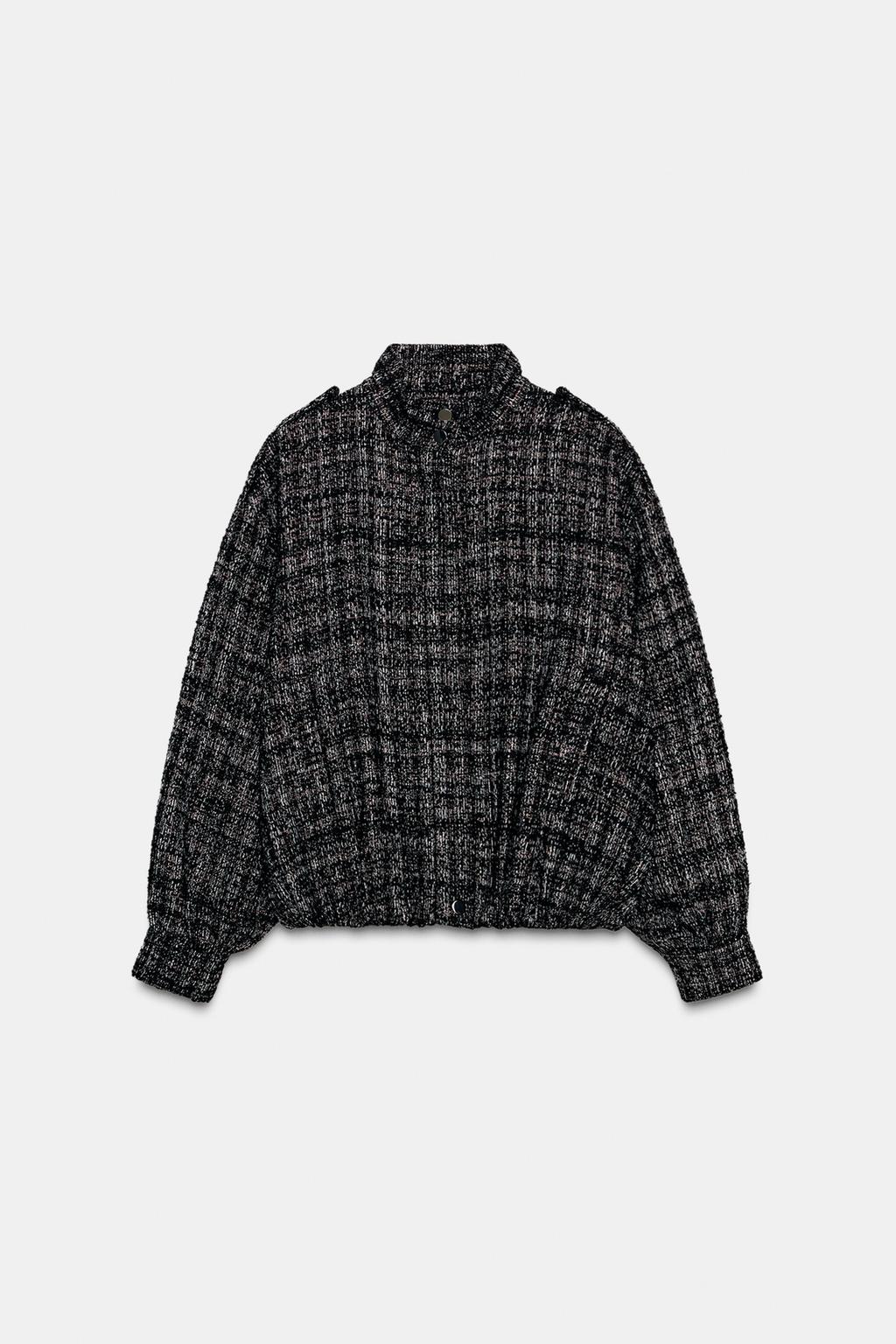 Textured Metallic Thread Bomber Jacket