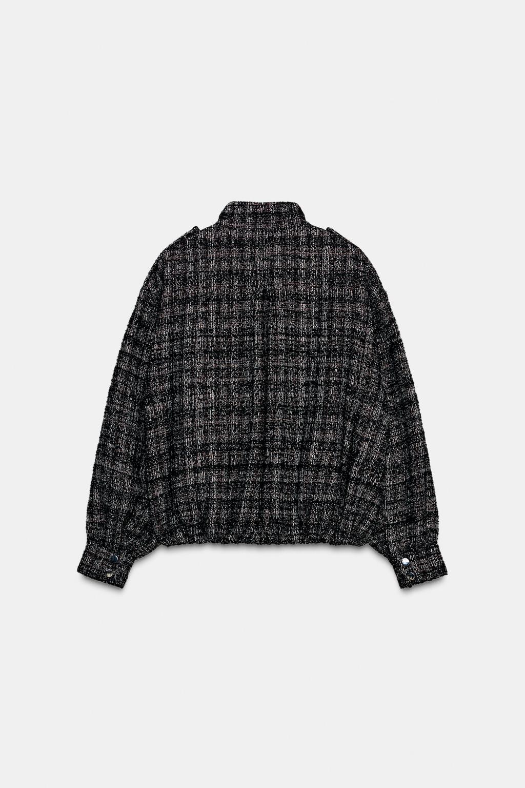 Textured Metallic Thread Bomber Jacket