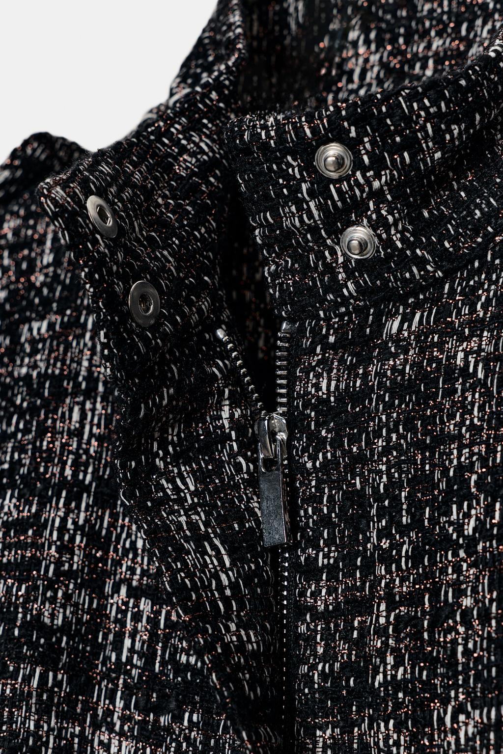Textured Metallic Thread Bomber Jacket