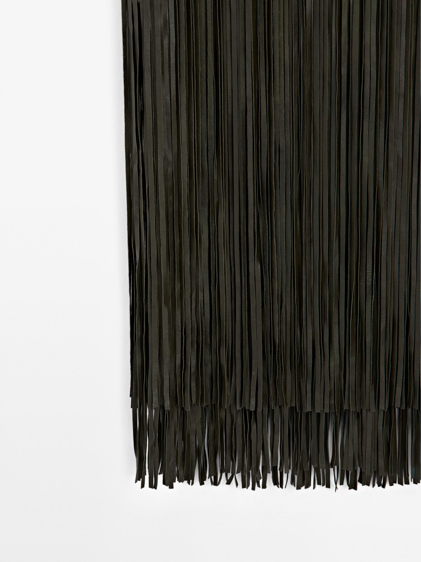 Nappa leather midi skirt with fringing