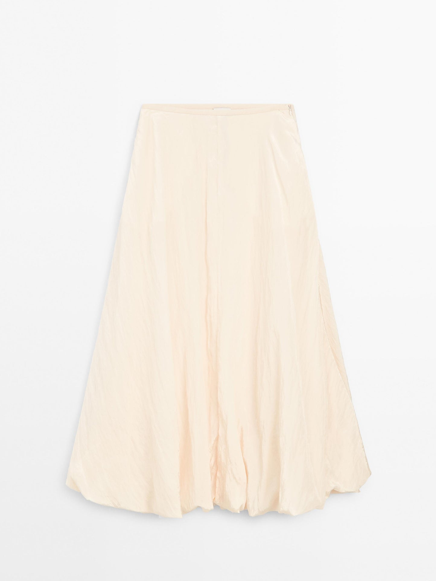 Crinkle-effect balloon midi skirt