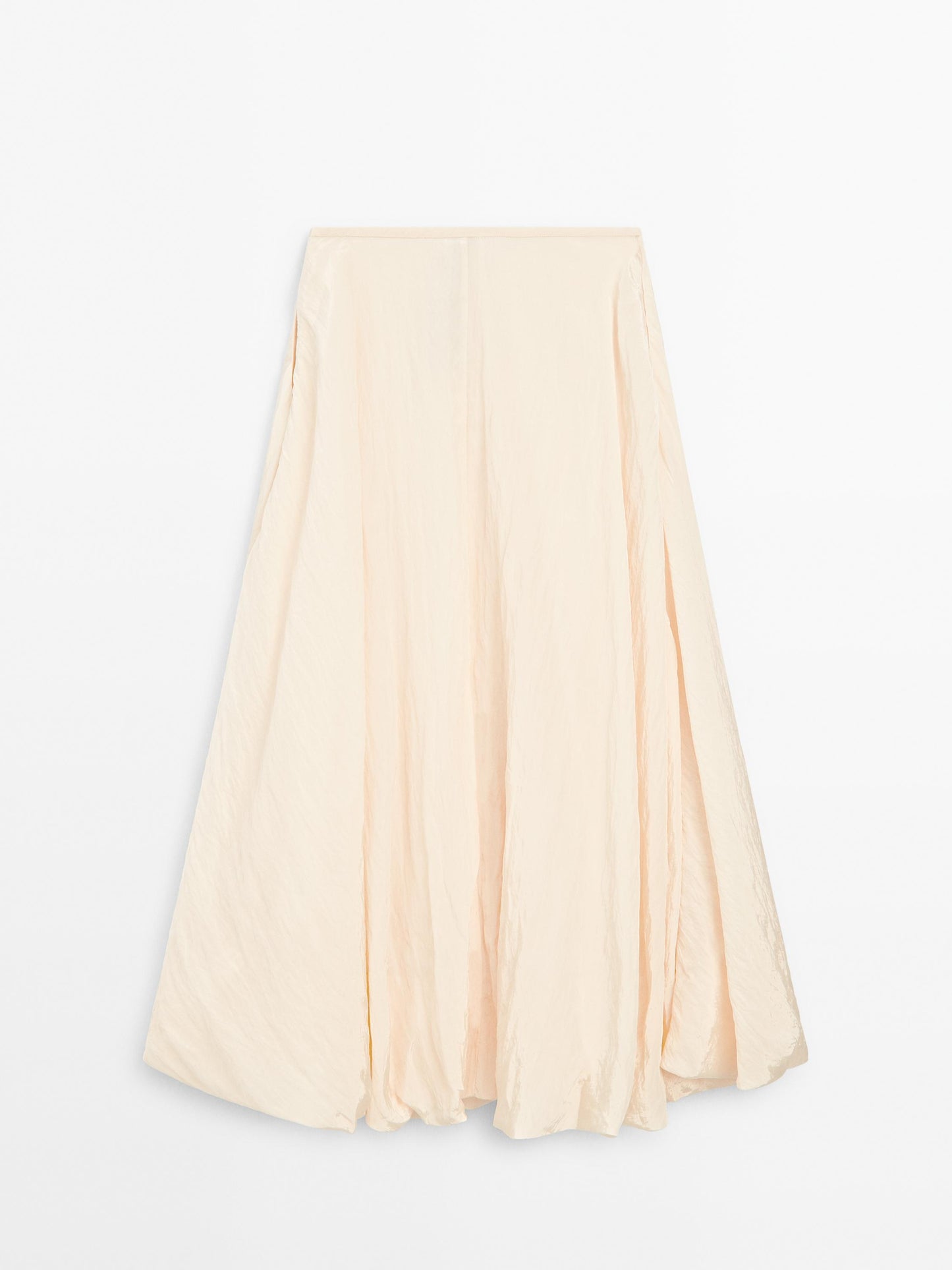 Crinkle-effect balloon midi skirt