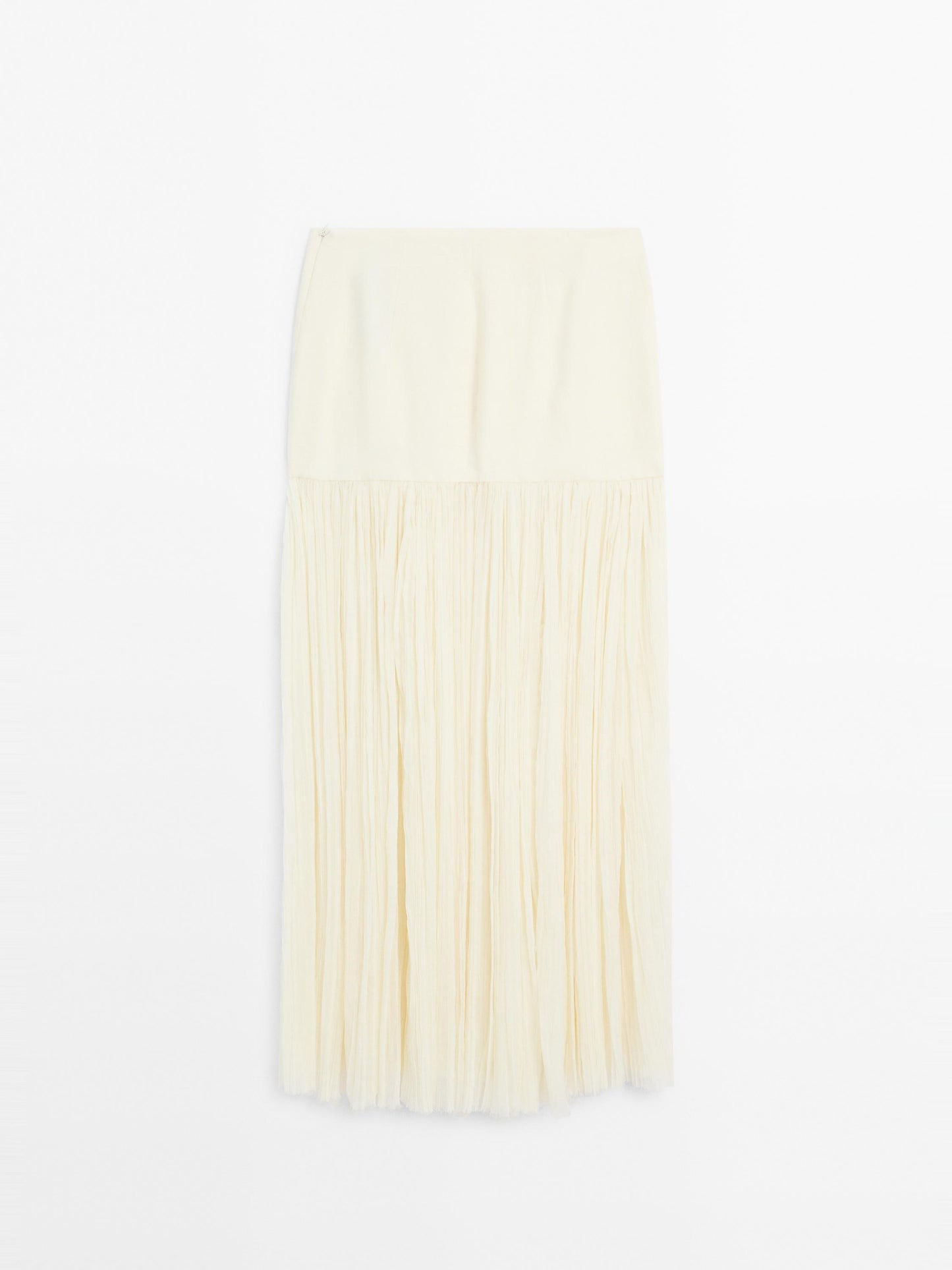 Long silk blend skirt with corset belt