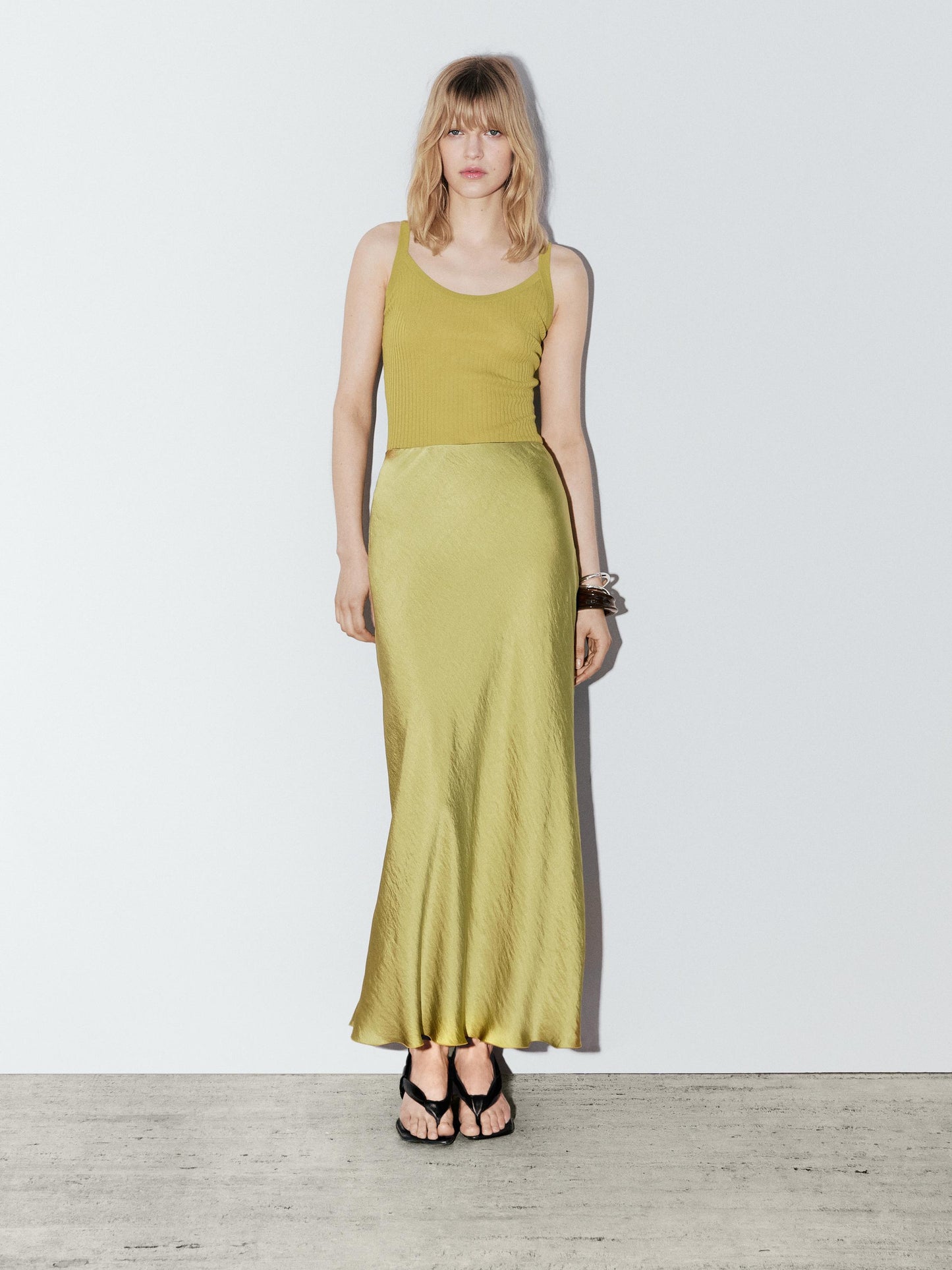 Long flowing satin skirt