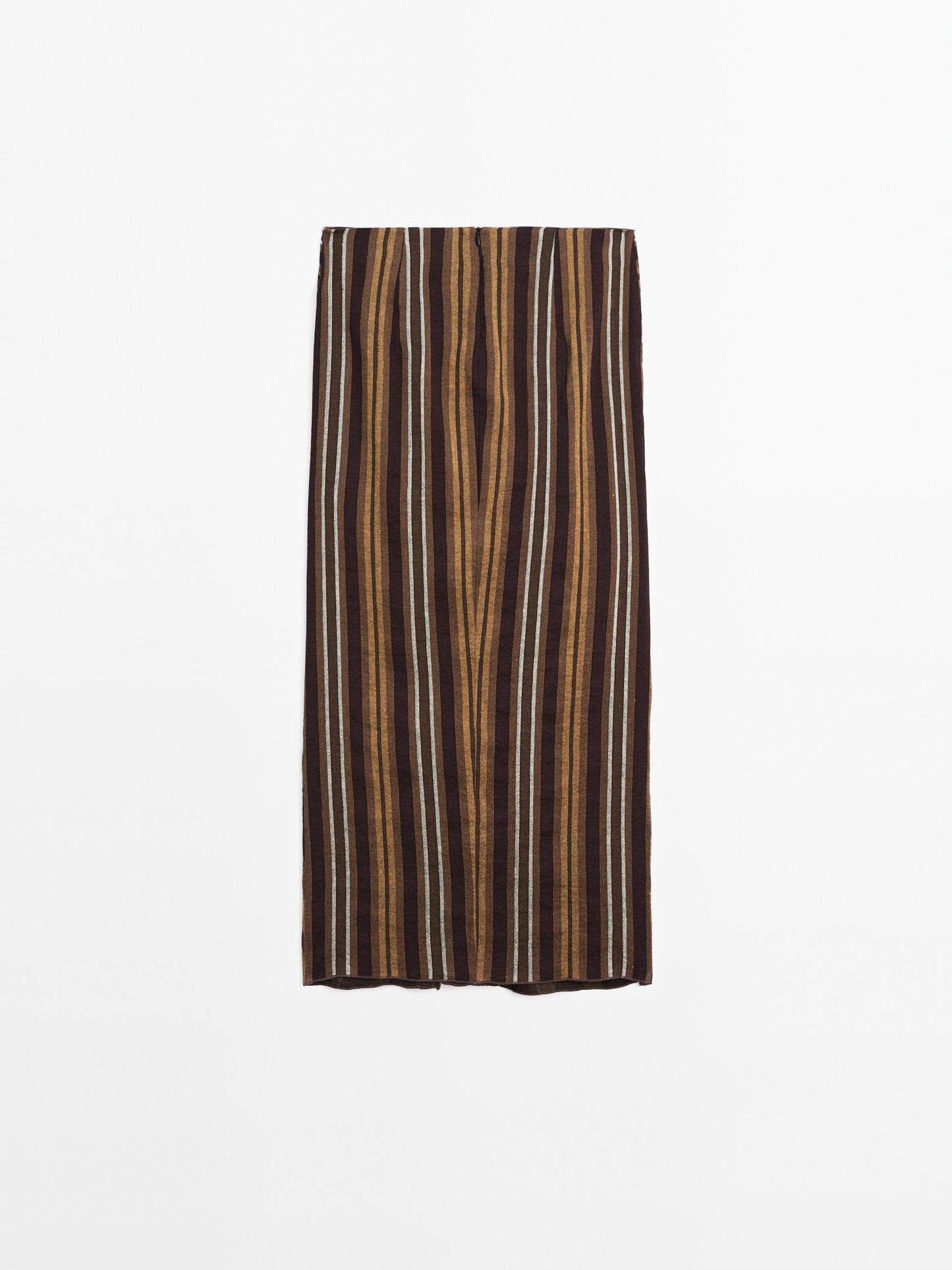 Striped linen blend midi skirt