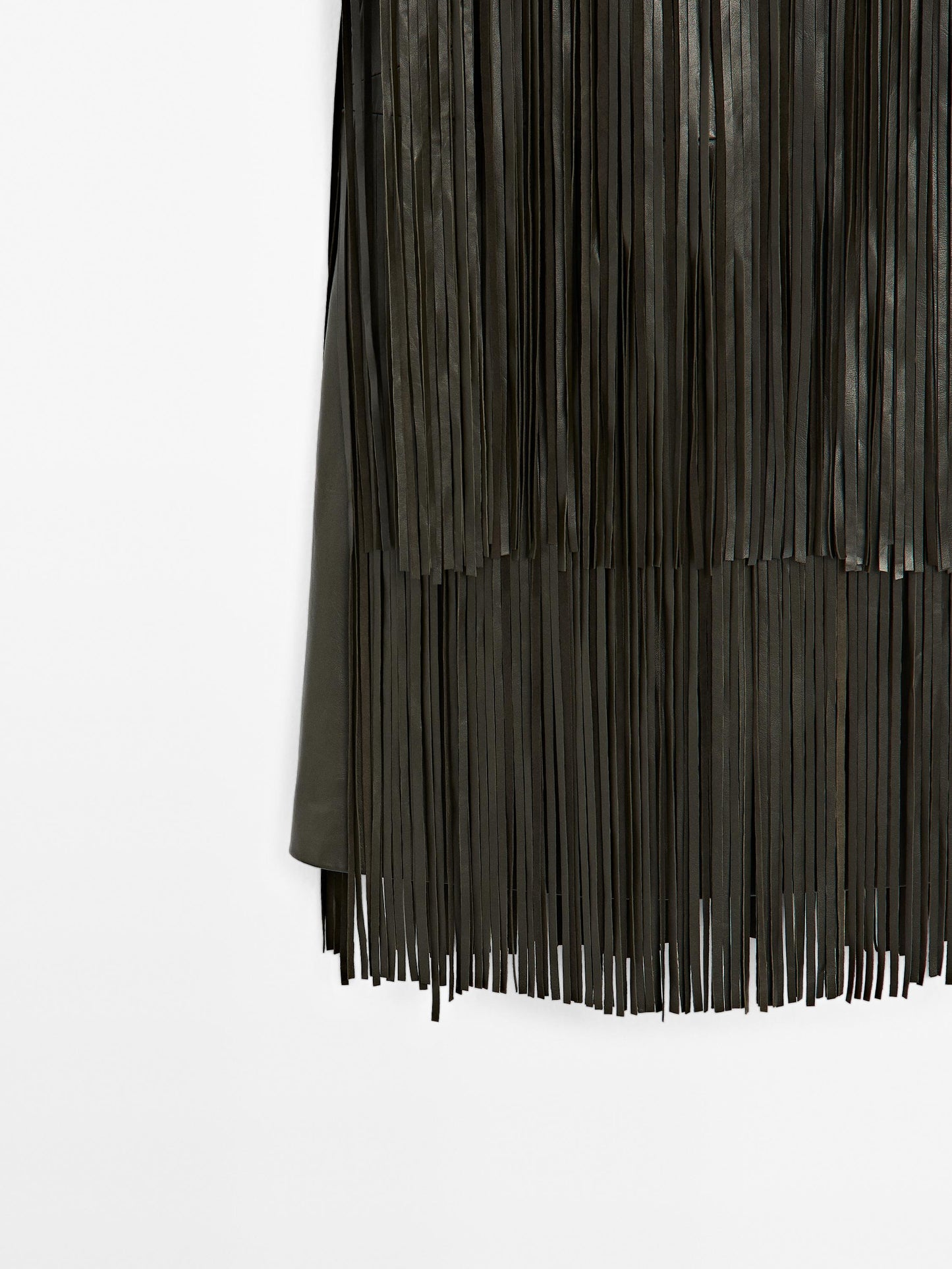 Short nappa leather dress with fringing