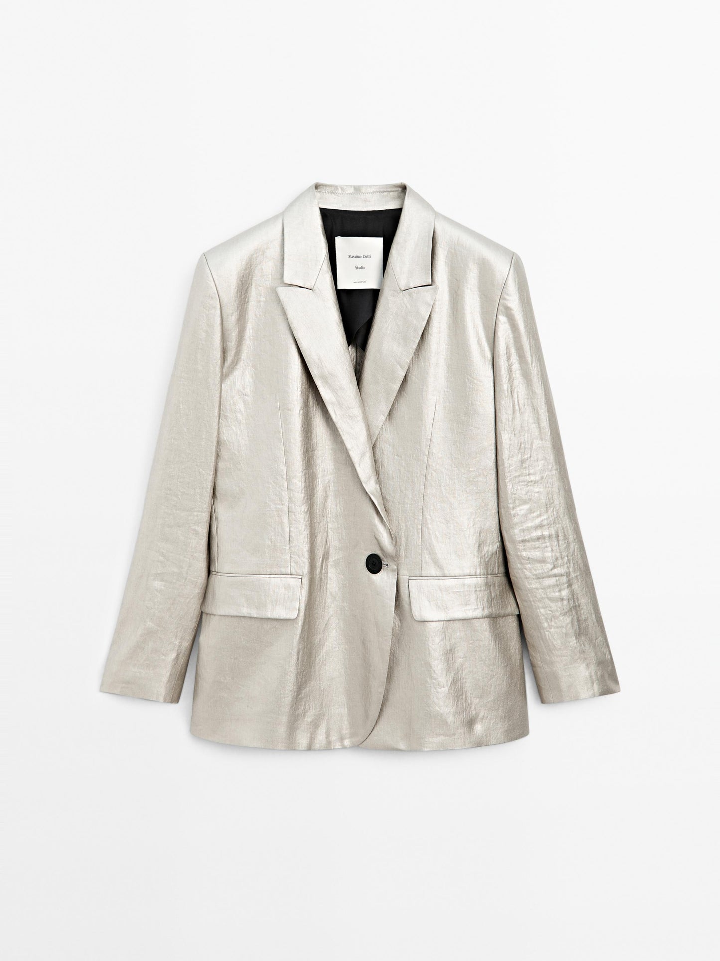 Metallic linen blend blazer
