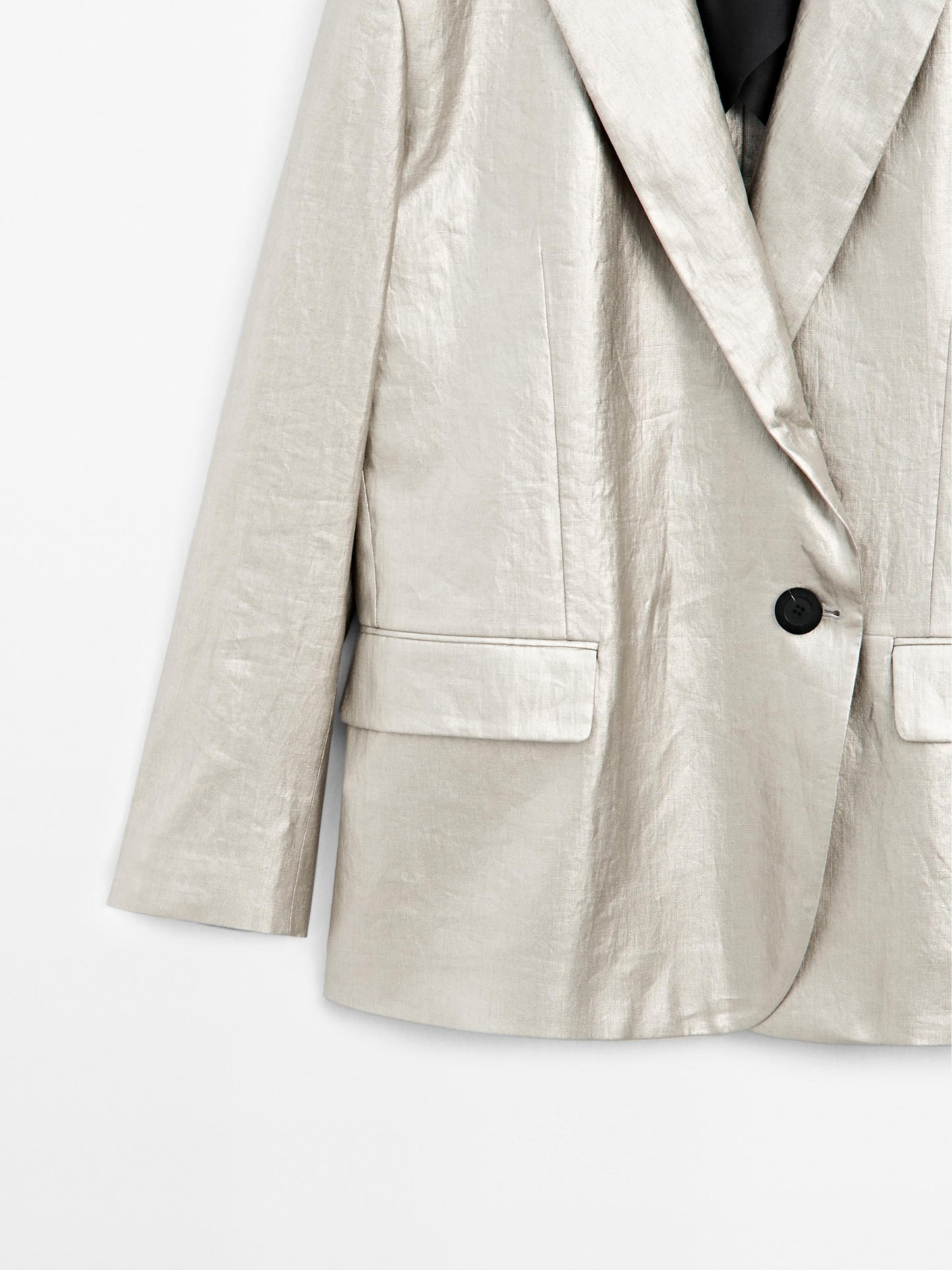 Metallic linen blend blazer