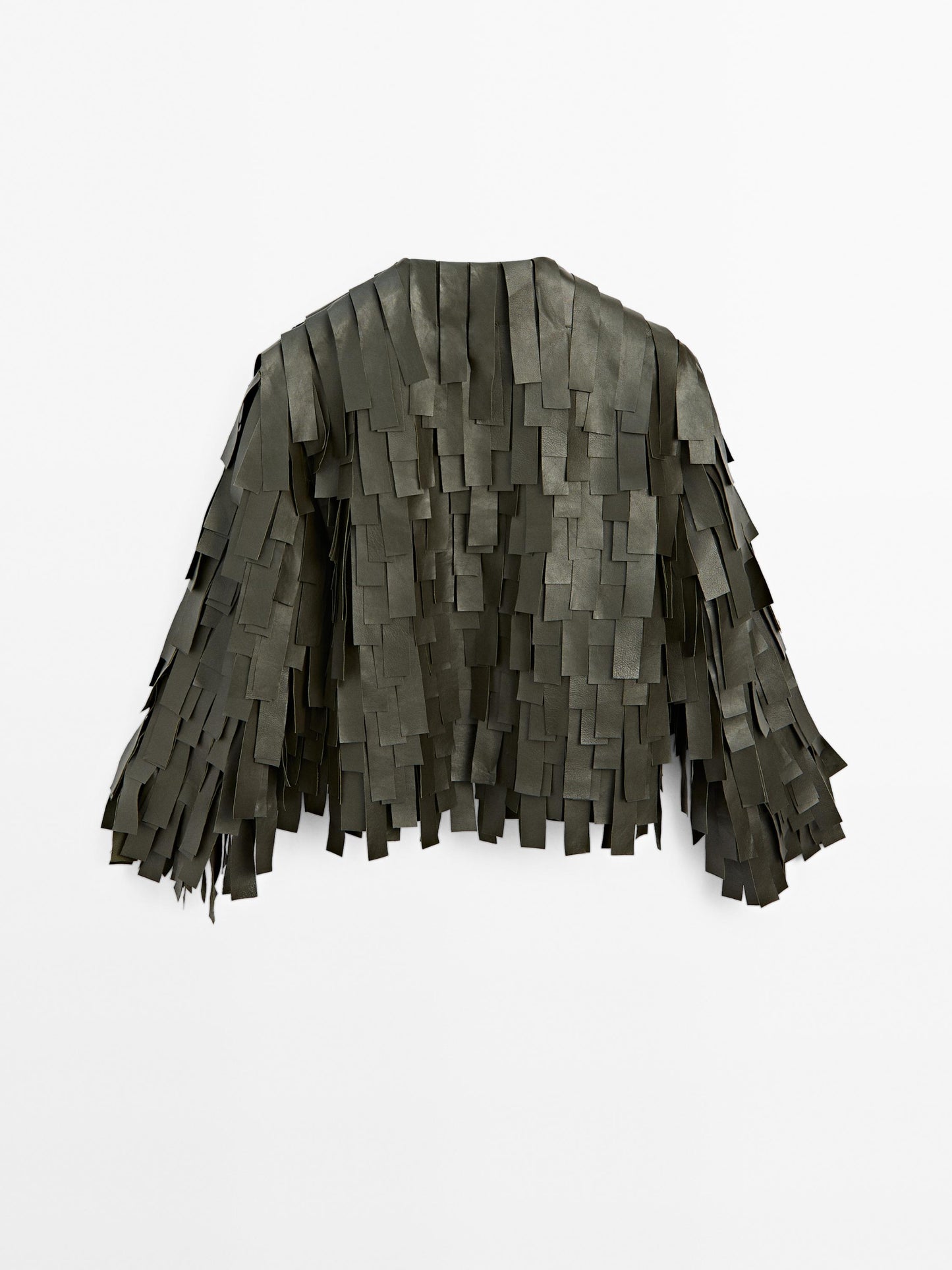 Nappa leather jacket with fringe detail