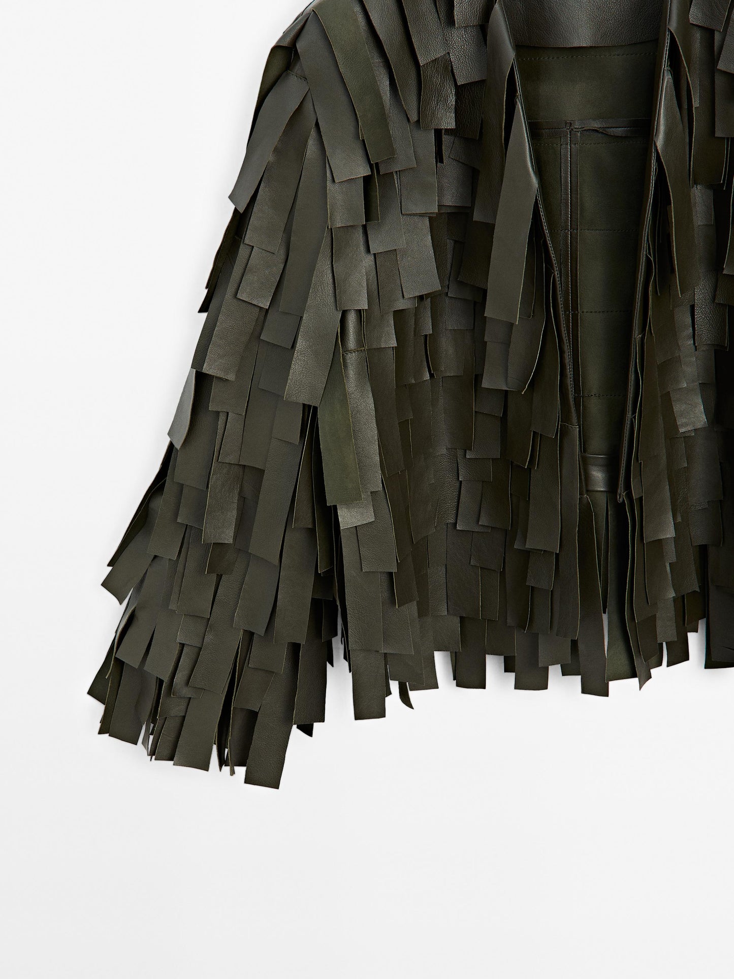 Nappa leather jacket with fringe detail