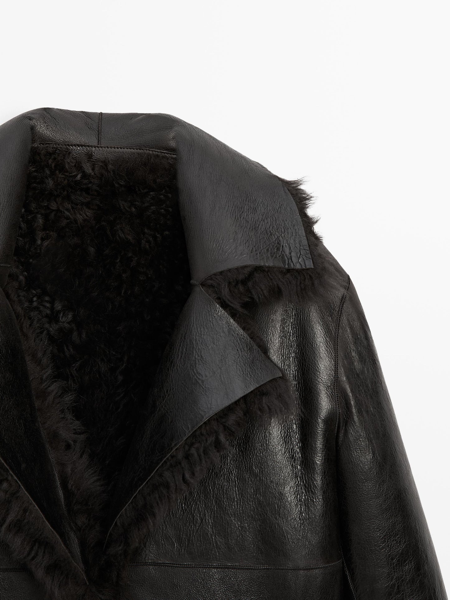 Long leather sheepskin coat