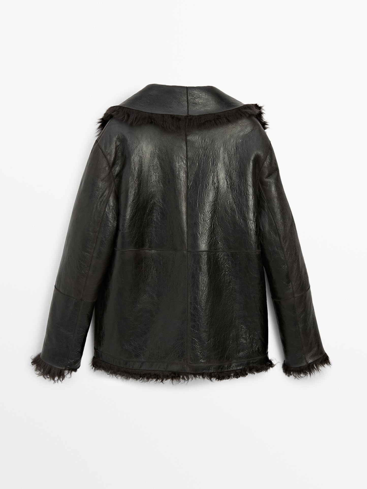 Long leather sheepskin coat
