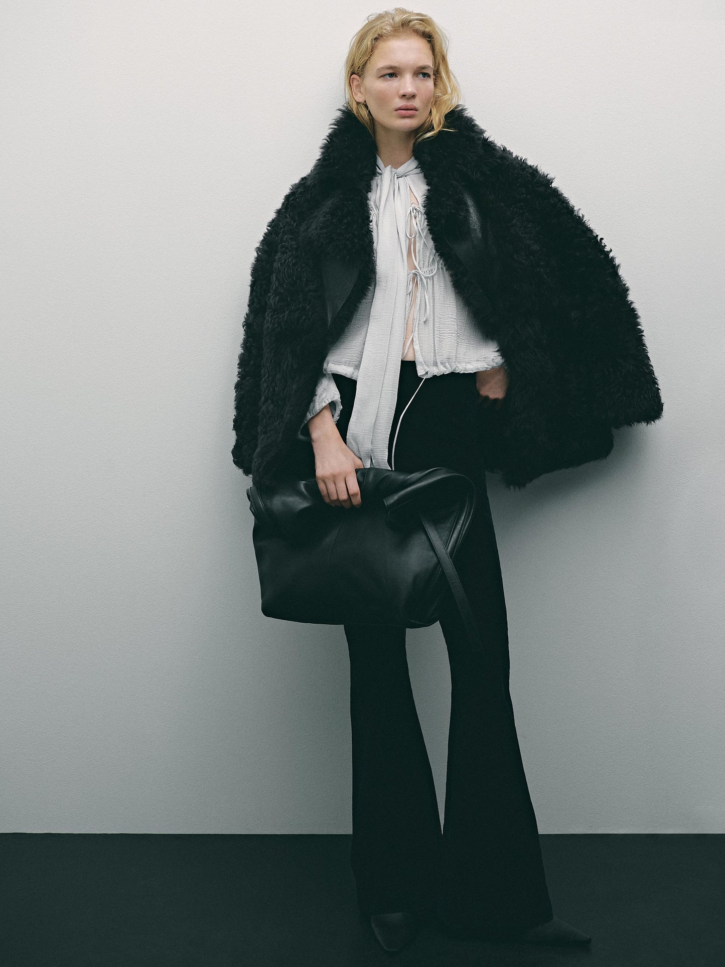 Long leather sheepskin coat