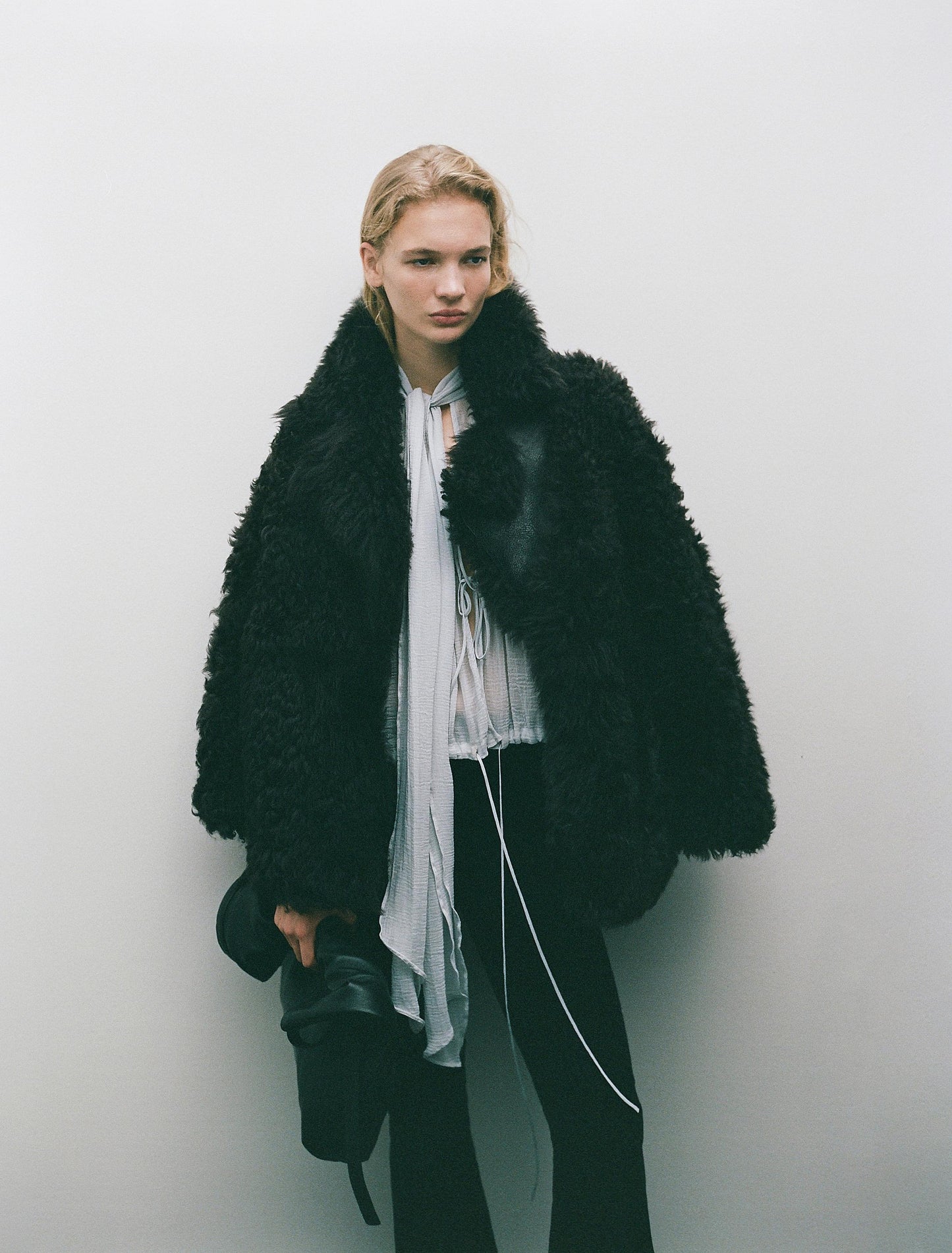 Long leather sheepskin coat