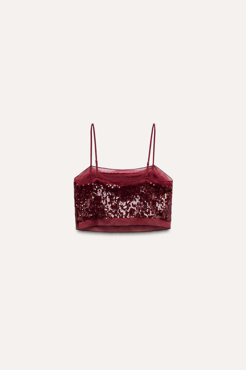 Sequinned Crop Top